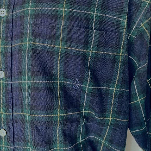 Nautica Vintage Mens plaid flannel long sleeve button down shirt navy M - Picture 4 of 7